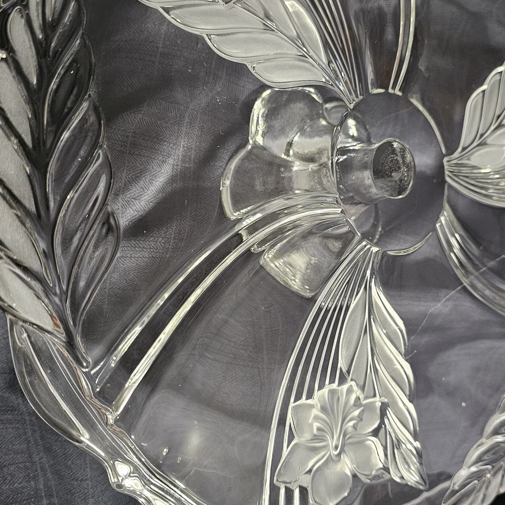 Mikasa Clear Glass Floral Divided Serving Platter
